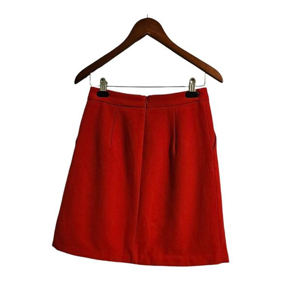 Catherine Malandrino Skirt Red Size 4 A-Line Accent Buttons Pockets Zip Lined - Picture 2 of 8